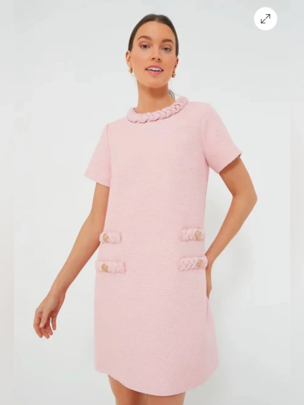 Tuckernuck NWT** Blossom Pink Tweed Jackie Dress Women’s XXXL Short Sleeve Chic - Picture 1 of 16